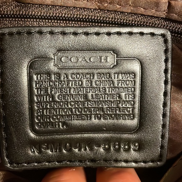 Coach authentic leather, suede and canvas bag length 12 x 2 x 6 handle leather - Picture 13 of 16